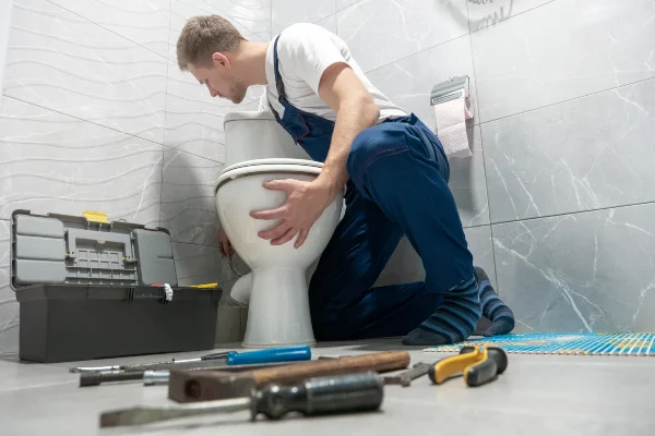 a male plumber unclogging a sink in Leander, TX - New Construction Plumbing Services